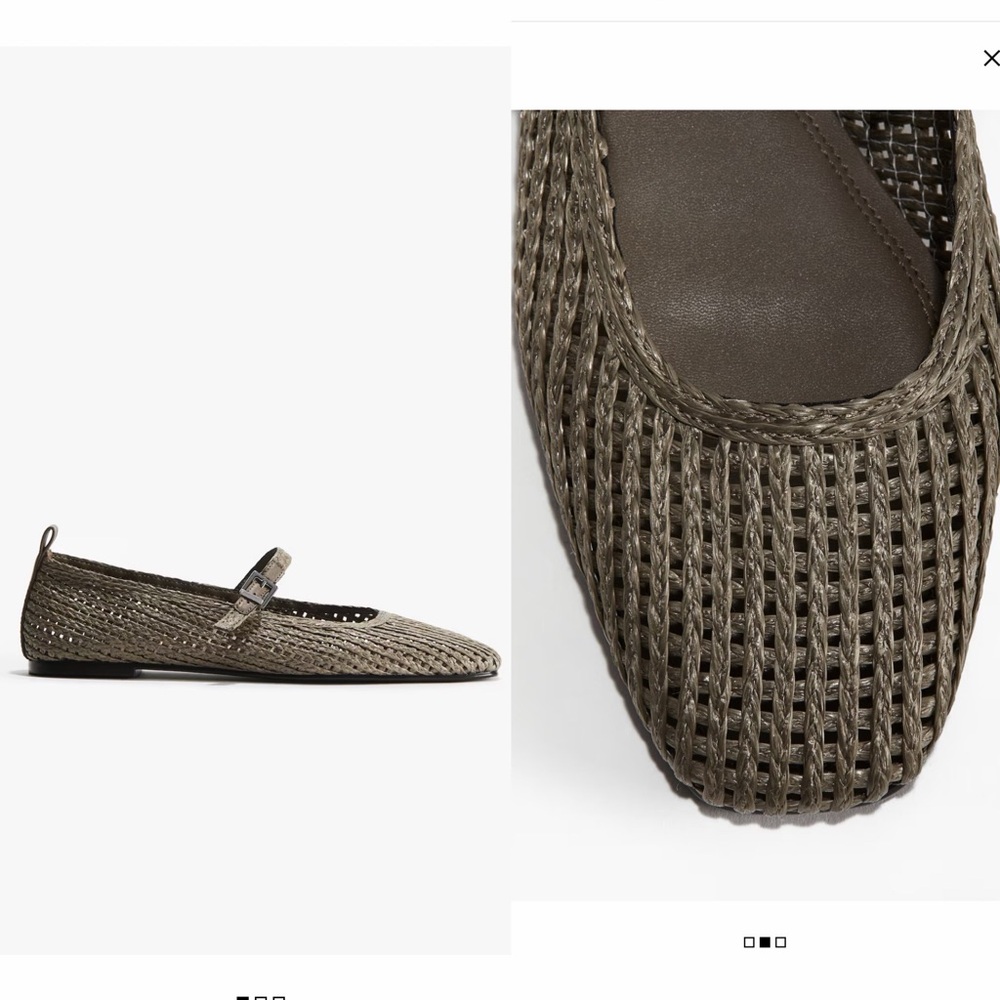 H&M NWT taupe gray woven straw Mary Jane flats